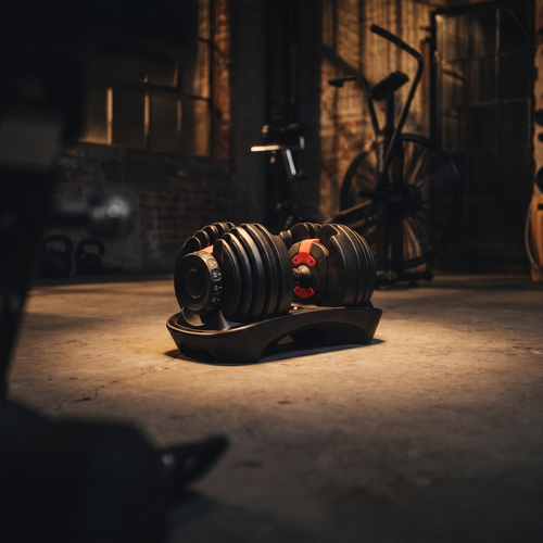 Dialux dumbbell in its base on concrete